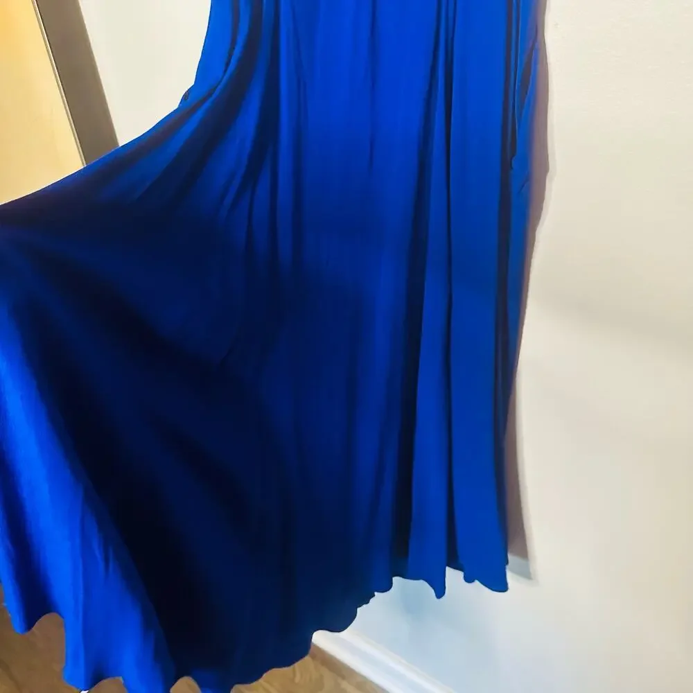 Yumi Kim Mercer Street Button Down Royal Blue Smocked Back Midi Dress size M - Picture 7 of 11